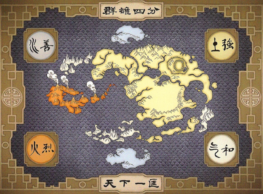 avatar last airbender nations map compared to world map